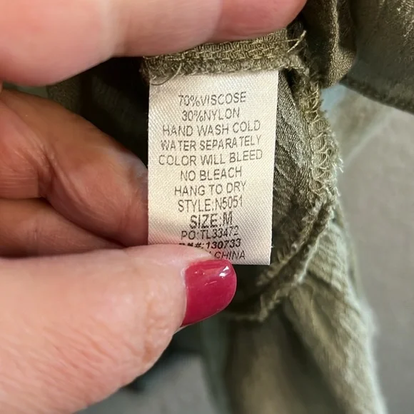 Altar’d State size Med Olive Embroidered Top ruffle - Picture 4 of 5